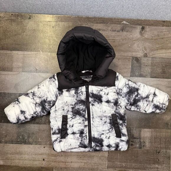 Michael Kors Boys Girls Size 18 Months Hooded Jacket Black White Zip Front - Picture 1 of 8